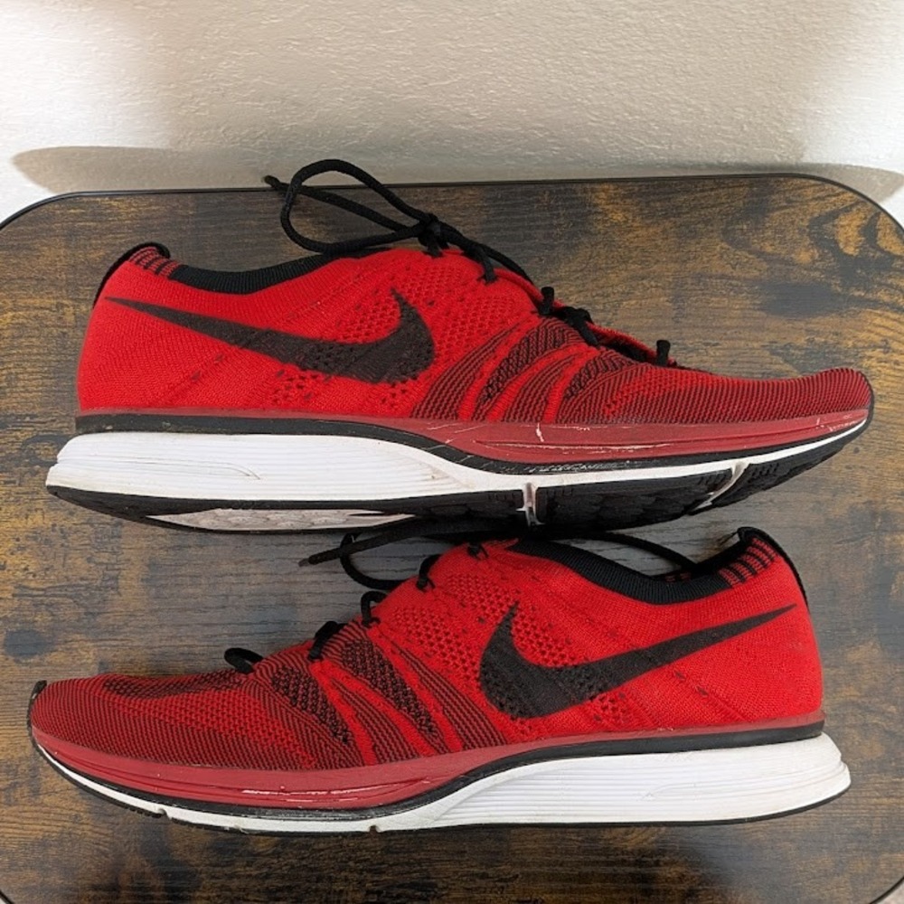 Nike Flyknit Racer Mens Red Black Athletic Running Shoes Sneakers Size 11 - Picture 13 of 15